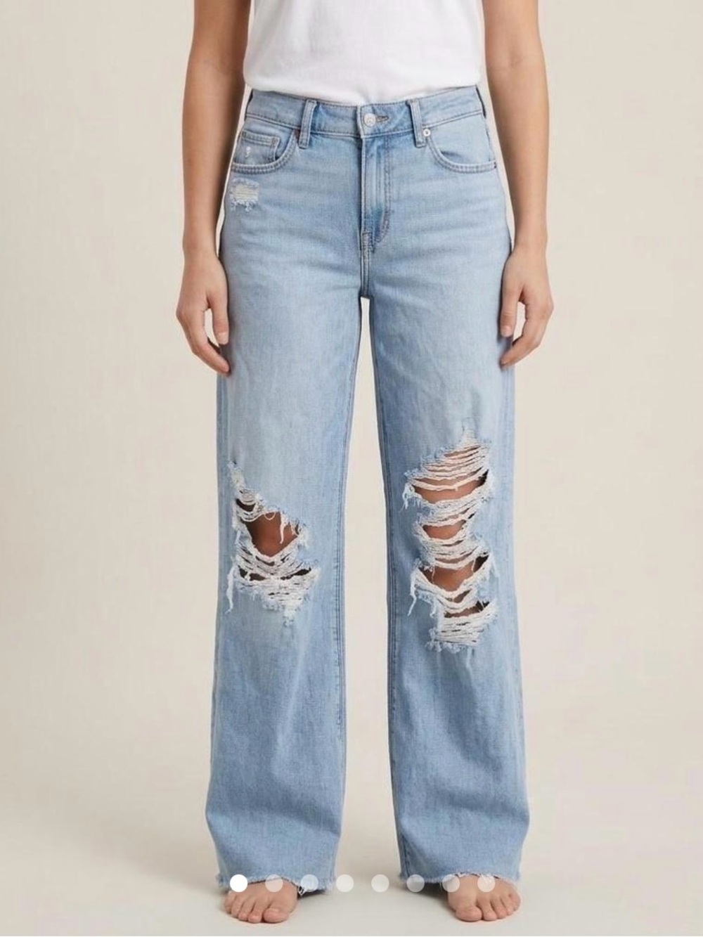 American Eagle Ripped Wide Leg Stretch Jeans Size 000